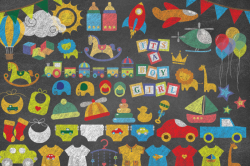 Chalkboard Baby Shower Clipart By Digital Curio ...