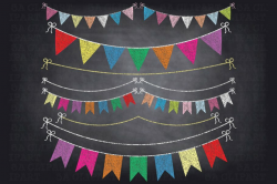 Chalkboard Bunting Banner Clipart ~ Illustrations ~ Creative ...