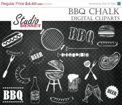 Barbeque Cliparts, Chalkboard Grill Digital Clip Art, Chalk ...