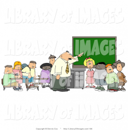 Clip Art of a Teacher Pointing to the Chalkboard for His ...