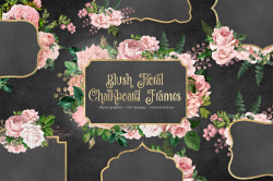 Blush Floral Chalkboard Frames clipart