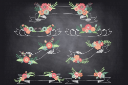 Chalkboard Floral Banner Clipart ~ Illustrations ~ Creative ...