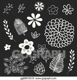 Vector Stock - Chalkboard floral and leaf elements. Clipart ...