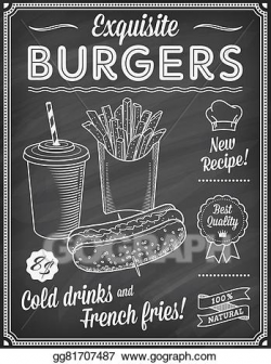 Vector Art - Chalkboard fast food menu template2. Clipart ...