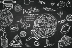 Chalkboard Pizza Cliparts - Italian Kitchen Illustrations ...