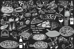 Chalkboard Pizza & Elements ClipArt by ...