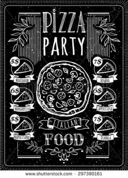 Vector illustration with pizza menu. Pizza Poster on a ...