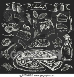Vector Stock - Pizza on chalk board. Clipart Illustration ...