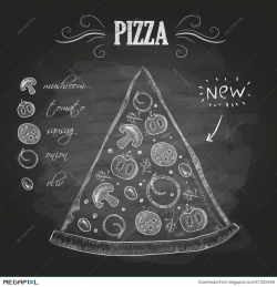 Chalk Drawings. Pizza Illustration 41322405 - Megapixl