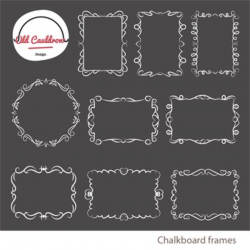 Chalkboard curly frames clipart, vector graphics CL026