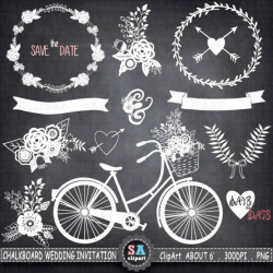 Chalkboard Wedding Invitation Clipart \