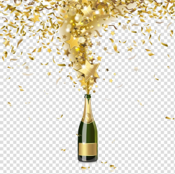 Champagne Bottle Confetti Illustration, Festival ...