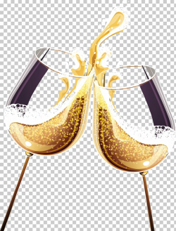 Champagne Wine glass Alcoholic drink, Gold champagne, two ...