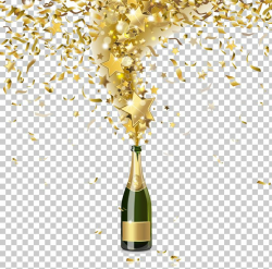 Champagne Bottle Confetti Illustration PNG, Clipart ...