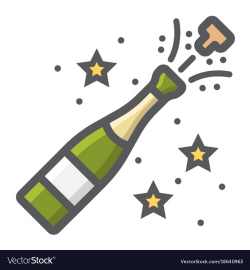 Champagne bottle pop filled outline icon