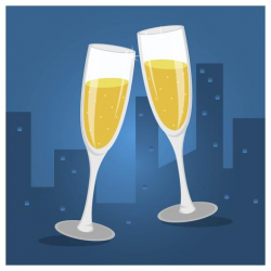 Flat Champagne Toast Glasses Vector Illustration - Download ...