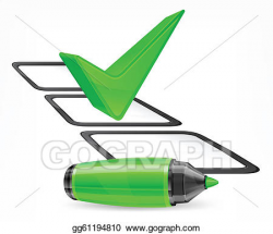 Vector Stock - Green marker with big check mark . Clipart ...