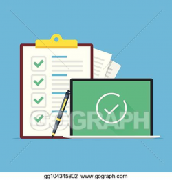 Vector Illustration - Checklist and laptop with check mark ...