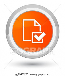 Drawing - Checklist icon prime orange round button. Clipart ...