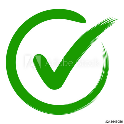 approval symbol check mark in a circle, drawn by hand ...