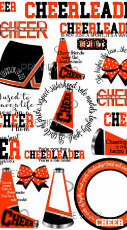 $6.95 INSTANT DOWNLOAD Orange Cheerleader clip art, MORE COLORS ...