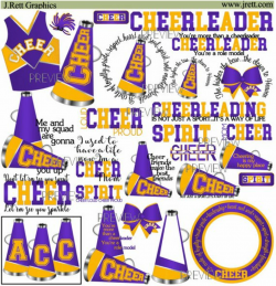 Cheer clip art MORE COLORS 50+ graphics, purple yellow gold ...