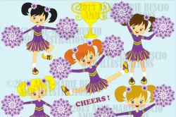 Purple cheerleaders clipart