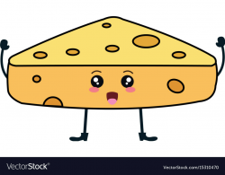 Fresh cheese piece kawaii character