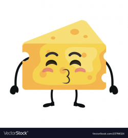 Delicious cheese piece kawaii character