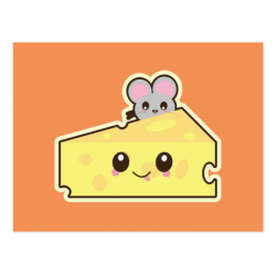 Mouse and Cheese Kawaii Postcard
