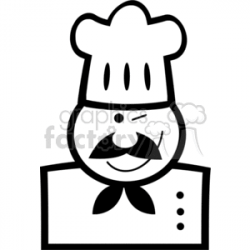 black outline of a chef clipart. Royalty-free clipart # 382128
