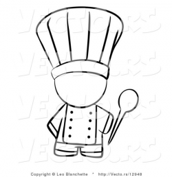 Vector of Chef Holding a Mixing Spoon - Coloring Page ...