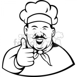 chef giving a thumbs up black white clip art clipart. Royalty-free clipart  # 388366