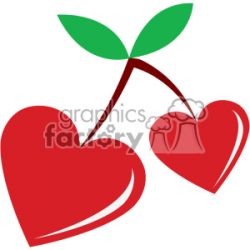heart shaped cherries for valentines vector art flat design ...