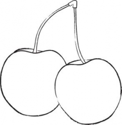 Cherry Clipart Image - Coloring page outline drawing of two ...