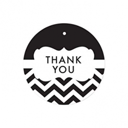 Andaz Press Round Circle Gift Tags, Chevron Frame Black, Thank You,  24-Pack, Colored Party Favors...