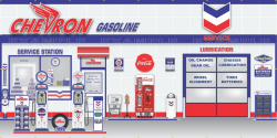 CHEVRON RETRO OLD GAS PUMP GAS STATION SCENE WALL MURAL SIGN ...