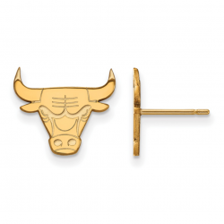 10k Yellow Gold Chicago Bulls Logo Small Post Earrings
