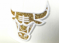 Details about Mitchell & Ness NBA WHITE Chicago Bulls Gold Glitter Logo  snapback Hat Cap