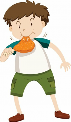 Little Boy Eating Chicken stock vectors - Clipart.me