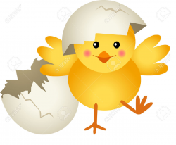 Chicken Leaving Cracked Egg Funny Clipart Image