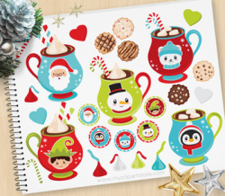 Hot Chocolate Clipart, Christmas, Cookies, Santa Clause