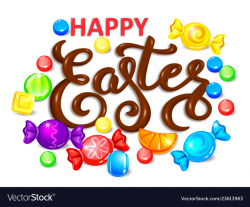 Happy easter chocolate word lettering with