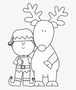 Elf Clipart Black And White - Cute Christmas Clipart Black ...