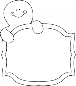 Black and White Gingerbread Man Sign Clip Art - Black and ...