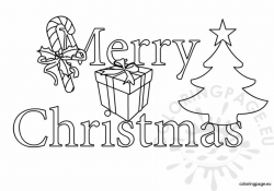 Merry Christmas clipart black and white – Coloring Page