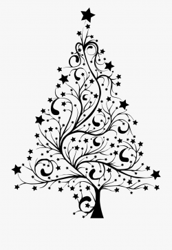 Abstract Christmas Tree Clipart Black And White - Christmas ...