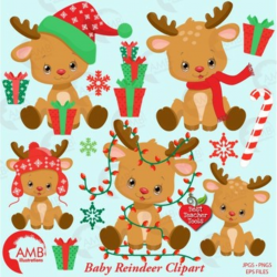 Christmas Clipart, Reindeer Clipart, Cute Baby... by Best Teacher ...