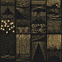 Gold Bokeh String Lights Digital Clipart Overlay - gold bunting ...