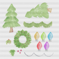 Holiday Clipart-Christmas Clipart-Object Clipart-Watercolor Clipart-Trees  Clipart-Planner Clipart-xmas Clipart-Christmas Lights-Mistletoe